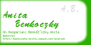 anita benkoczky business card